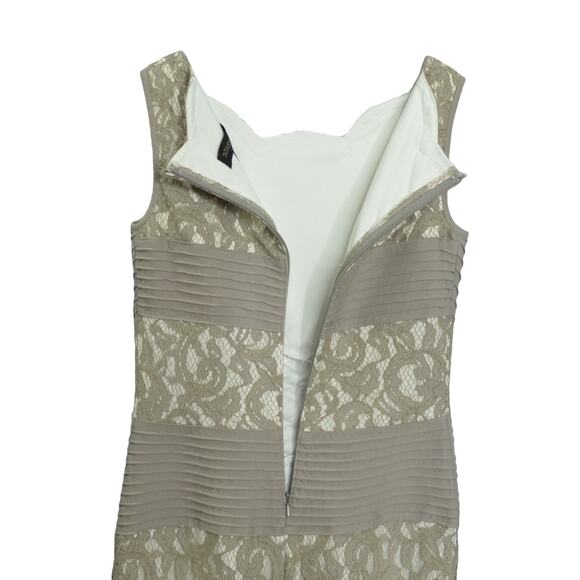 Tadashi Shoji Size 2 Pintuck Jersey Lace Bandage Dress Gray Cocktail Eveningwear - Picture 7 of 12